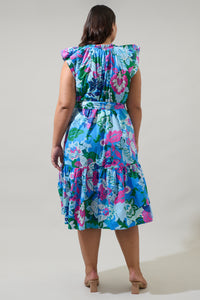 Lavera Floral Dynamite Button Midi Dress Curve