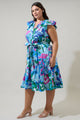 Lavera Floral Dynamite Button Midi Dress Curve