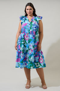 Lavera Floral Charlotte Button Midi Dress Curve