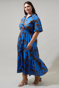 Ofelia Floral Milah Tiered Collared Maxi Dress Curve