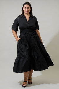 Milah Tiered Collared Maxi Dress Curve