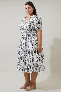 Leiden Floral Delfi Smocked Midi Dress Curve