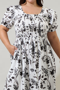 Leiden Floral Delfi Smocked Midi Dress Curve