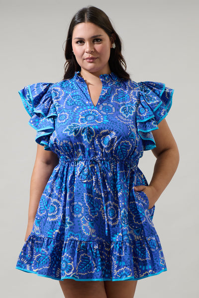 Kenner Floral Alina Ruffle Shift Mini Dress Curve – Sugarlips
