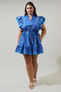 Kenner Floral Alina Ruffle Shift Mini Dress Curve