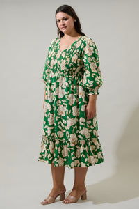 Lucena Floral Lemy Poplin Midi Dress Curve