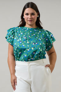 Laury Floral Star Ruffle Top Curve