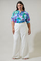 Lavera Floral Waterlilly Balloon Sleeve Top Curve