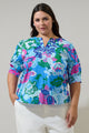 Lavera Floral Waterlilly Balloon Sleeve Top Curve