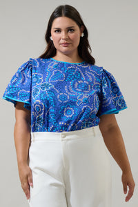 Kenner Floral Sydne Flutter Sleeve Top Curve