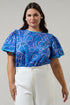 Kenner Floral Sydne Flutter Sleeve Top Curve