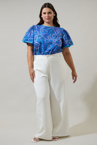 Kenner Floral Sydne Flutter Sleeve Top Curve