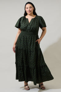 Haslet Floral Palmer Poplin Tiered Maxi Dress Curve