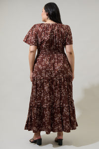 Gibson Floral Palmer Poplin Tiered Maxi Dress Curve