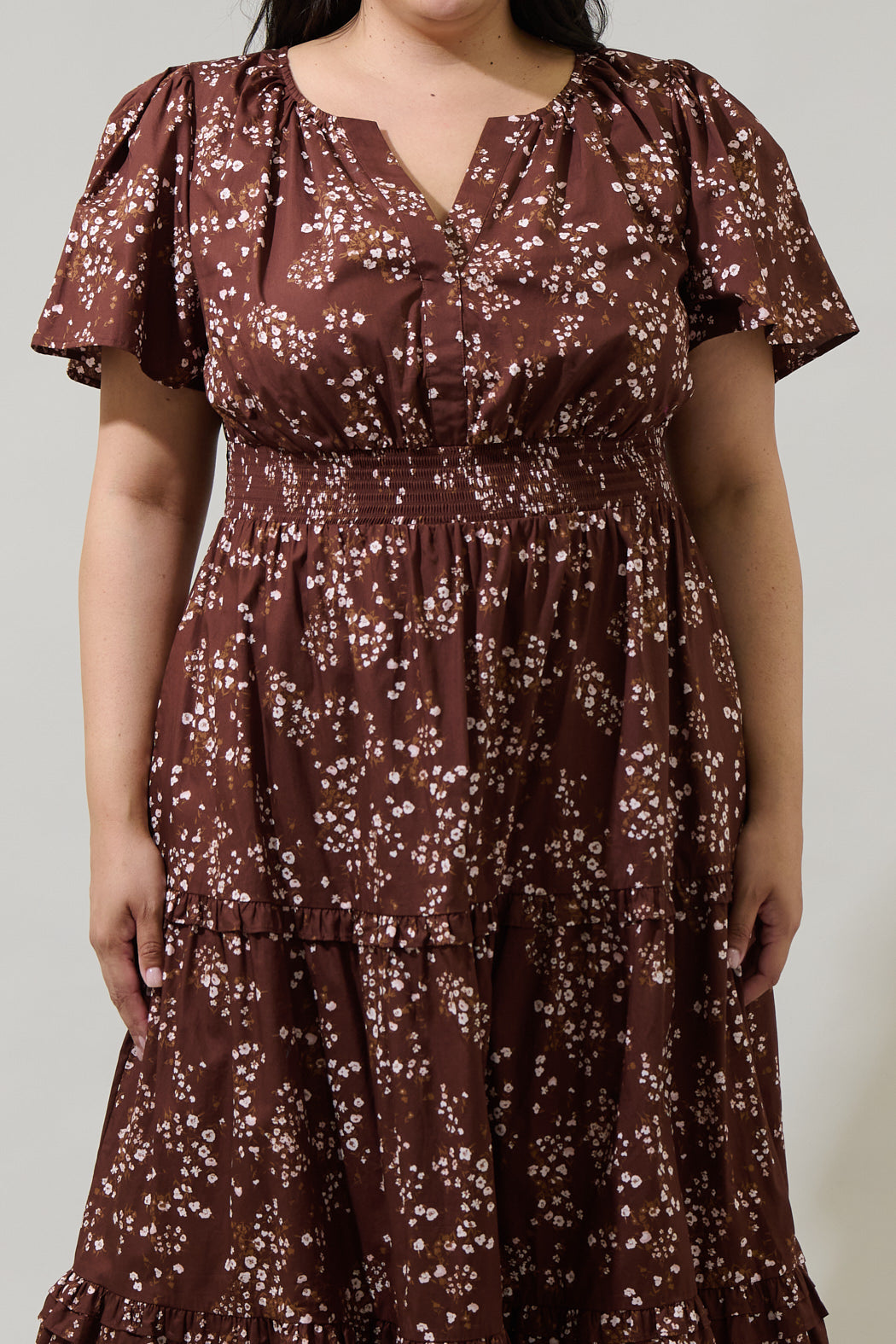 gibson maxi dress Gibson Floral Palmer Poplin Tiered Maxi Dress TAUPE-MULTI / L by Sugarlips