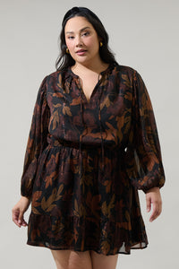 Larba Floral Paxton Balloon Sleeve Mini Dress Curve