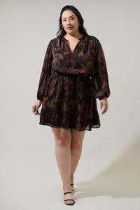 Larba Floral Paxton Balloon Sleeve Mini Dress Curve