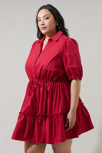 Stacie Button Down Mini Dress Curve