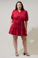 Stacie Button Down Mini Dress Curve