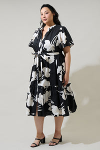 Shadow Floral Cora Button Up Midi Dress Curve