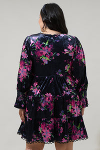 Tulda Floral Amari Velvet Tiered Mini Dress Curve