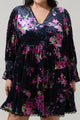 Tulda Floral Amari Velvet Tiered Mini Dress Curve