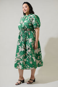 Nora Floral Terri Button Down Midi Dress Curve