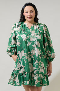 Nora Floral Whine Shift Mini Dress Curve