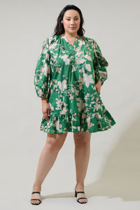 Nora Floral Whine Shift Mini Dress Curve