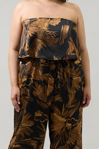 Palm Tropics Midnight Pinal Strapless Jumpsuit Curve