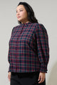 Chapman Plaid Split Neck Top Curve