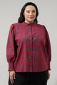 Chapman Plaid Split Neck Top Curve