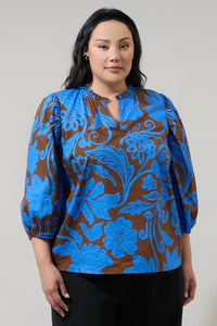 Ofelia Floral Kiley Split Neck Top Curve