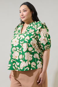 Lucena Floral Paz Poplin Short Sleeve Top Curve