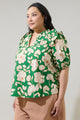 Lucena Floral Paz Poplin Short Sleeve Top Curve