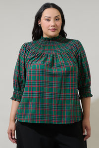 Jace Plaid Verity Smocked Top Curve