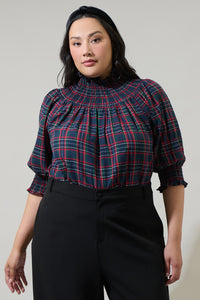 Jace Plaid Verity Smocked Top Curve