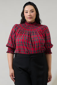 Jace Plaid Verity Smocked Top Curve