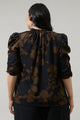 Toffee Floral Drape Sleeve Top Curve