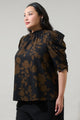 Toffee Floral Drape Sleeve Top Curve