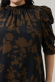 Toffee Floral Drape Sleeve Top Curve