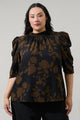 Toffee Floral Drape Sleeve Top Curve