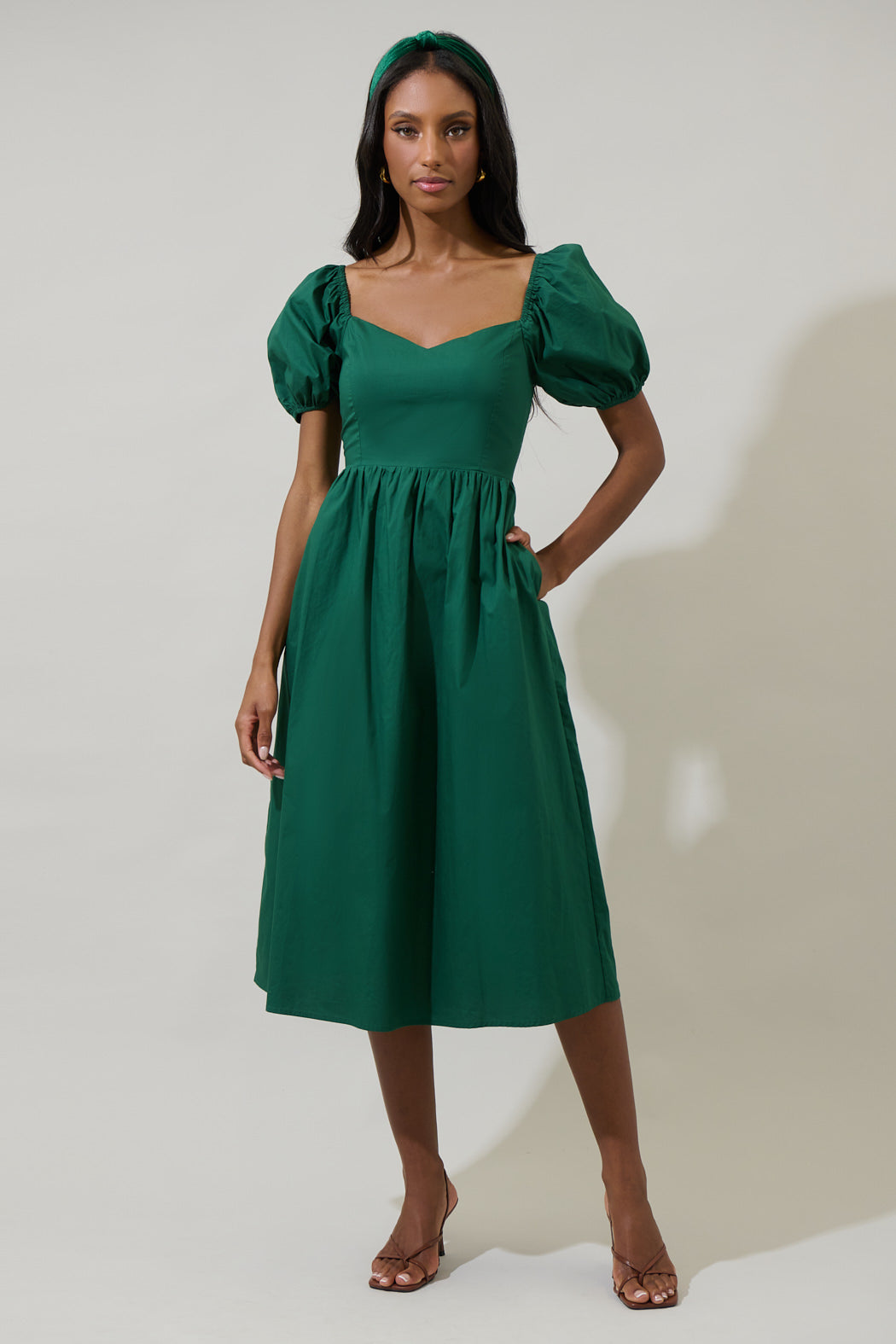 sun midi dresses Sunset Palm Coral Print Midi Dress | Trendy Women's Dresses