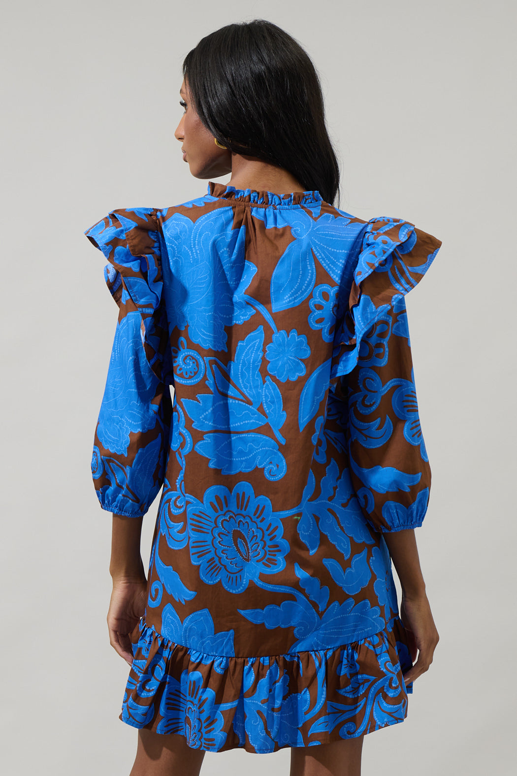 floral drop waist dress Women's Floral Ruffle Drop Waist Mini Dress