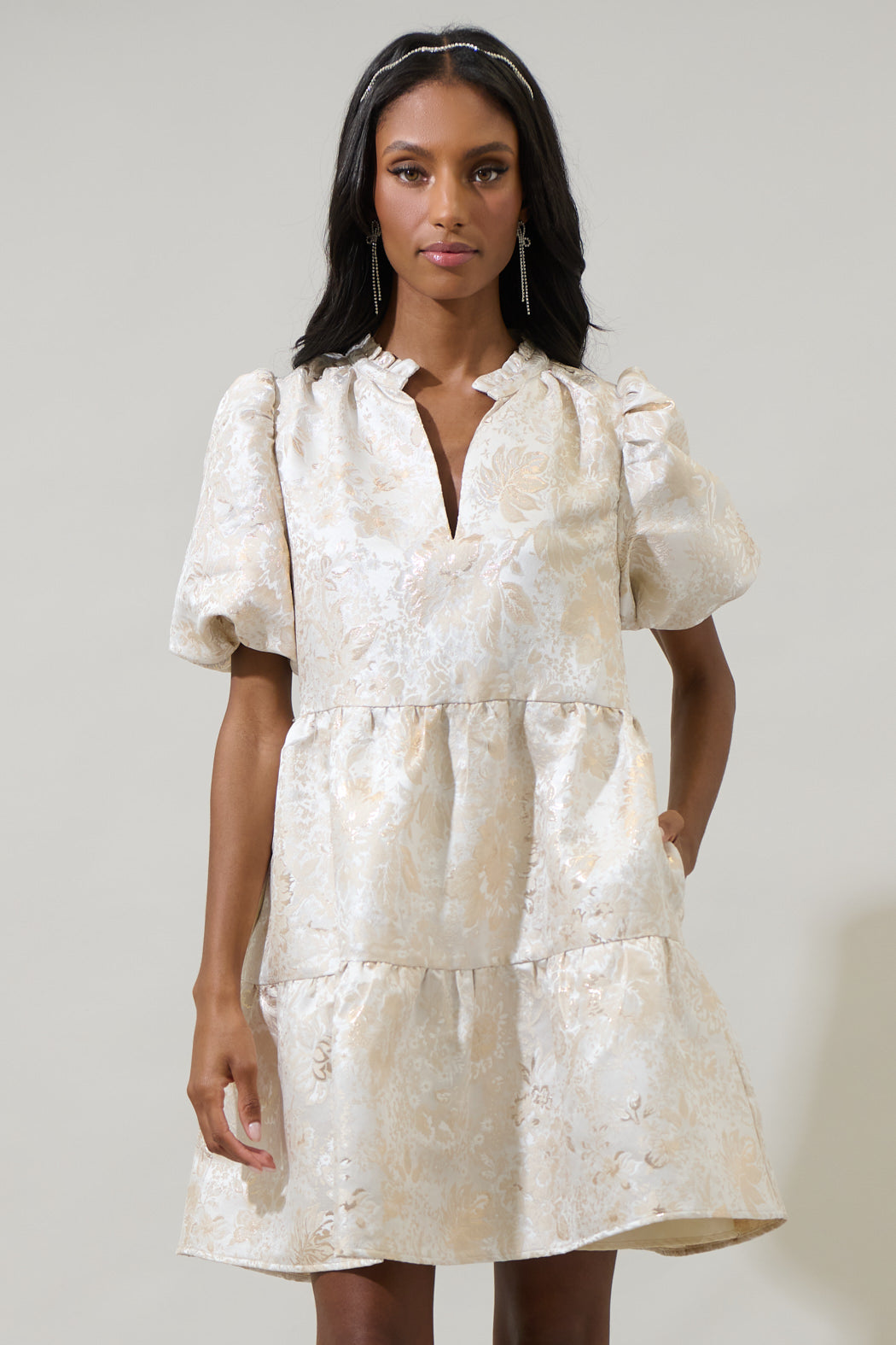 Lola Jacquard Jacey Babydoll Mini Dress BLACK-WHITE / XL by Sugarlips Lola Jacquard Jacey Babydoll Mini Dress BLACK-WHITE / XL by Sugarlips