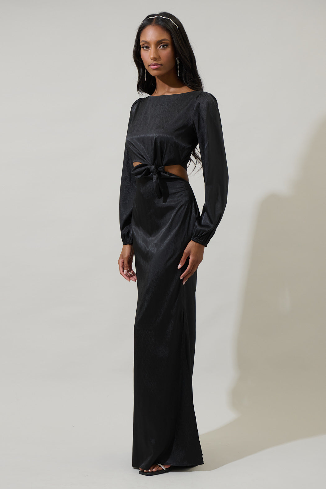 Tulia Cutout Tie Maxi Dress Black / M by Sugarlips Tulia Cutout Tie Maxi Dress Black / M by Sugarlips