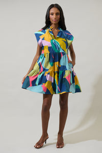 Gia Abstract Janelly Poplin Tiered Mini Dress