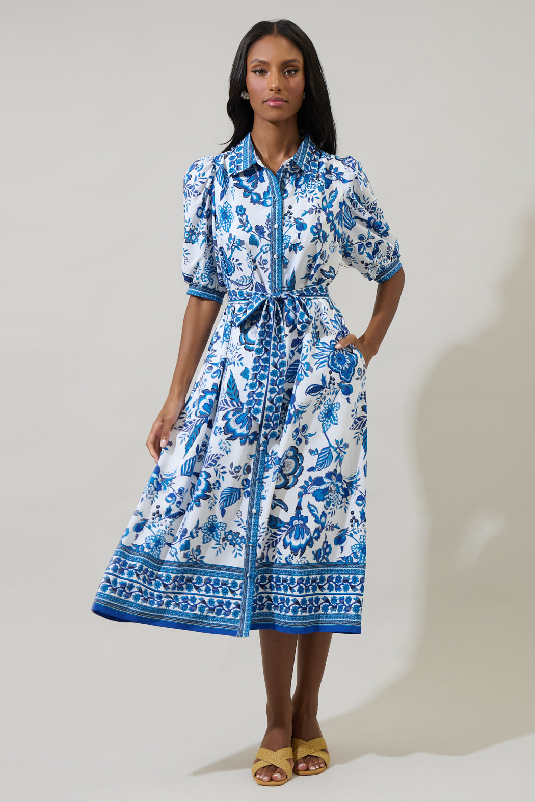 midi shirt dress casual Mersea Women's Le Midi Twill Shirt Dress in Bone