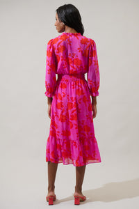 Kensie Floral Irene Smocked Midi Dress