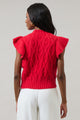 Tatum Flutter Sleeve Cable Knit Sweater Top